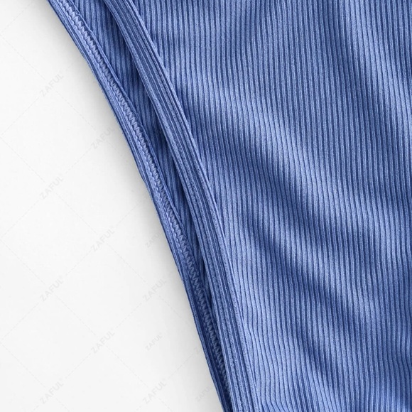 Blue Ribbed Bikini Set - Picture 5 of 5